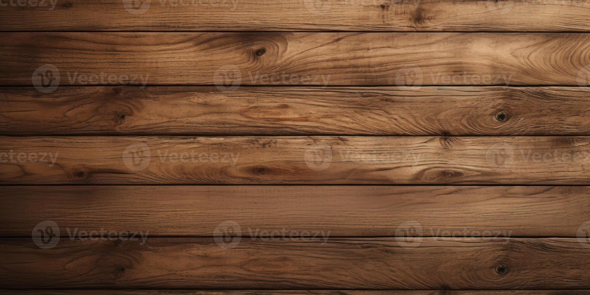 AI Generated Wooden Old Brown Rustic Surface. Dark Aged Wood Texture, Timber Grunge Floor. Abstract Background photo