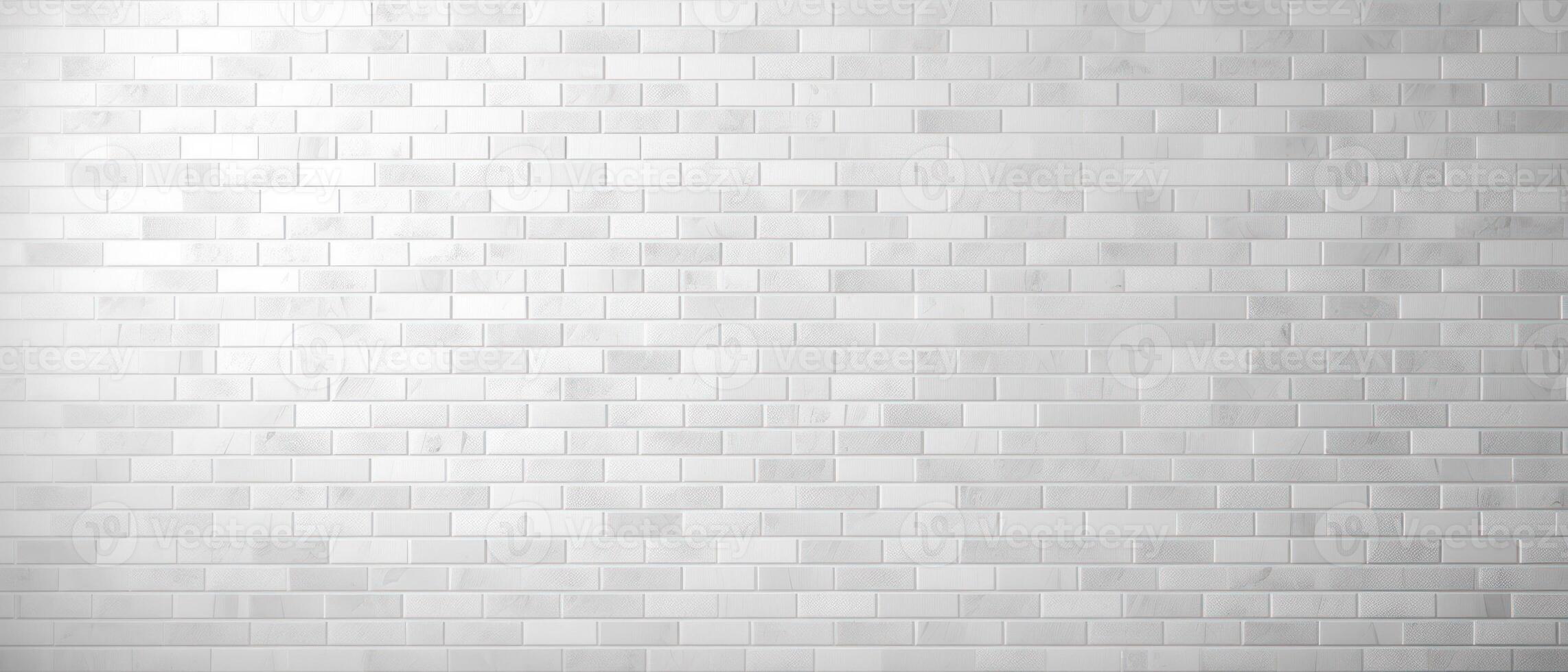 AI Generated White Brick Wall Modern Urban Texture. Vintage Grunge Background, Copy Space photo