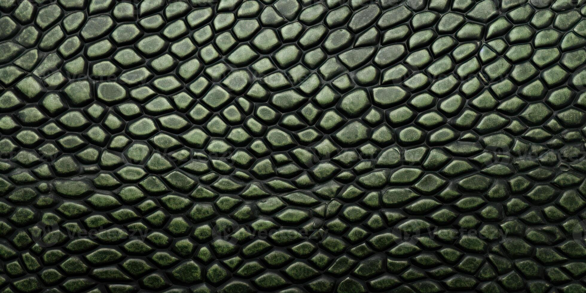 AI Generated Green Reptile Skin Texture. Close-up Natural Pattern. Snake Skin. Generative AI photo