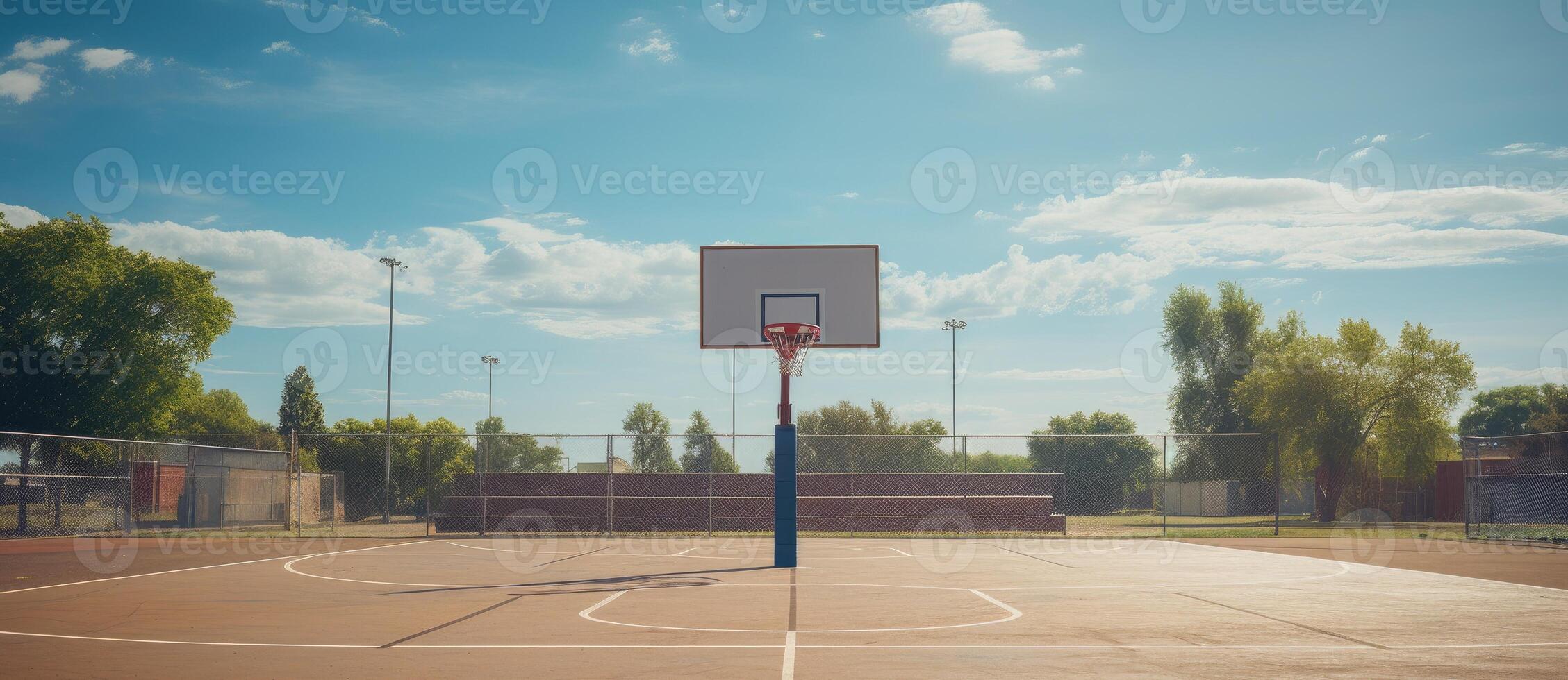 AI Generated Outdoor Basketball Court. Outside Street Recreation. Sport Game Playground. Generative AI photo