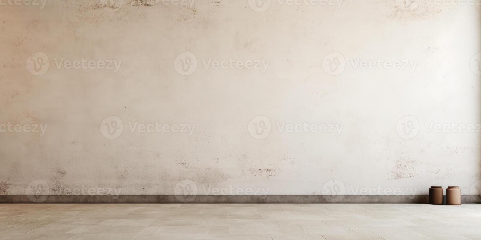 AI Generated Beige Interior In Empty Room, Soft Light, and Abstract Retro Texture. Minimalist Vintage Background Design photo