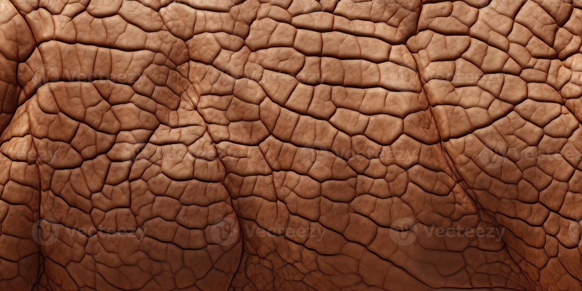 AI Generated Cracked Brown Texture Resembling Dry Hippopotamus Skin. Animal Background. Generative AI photo