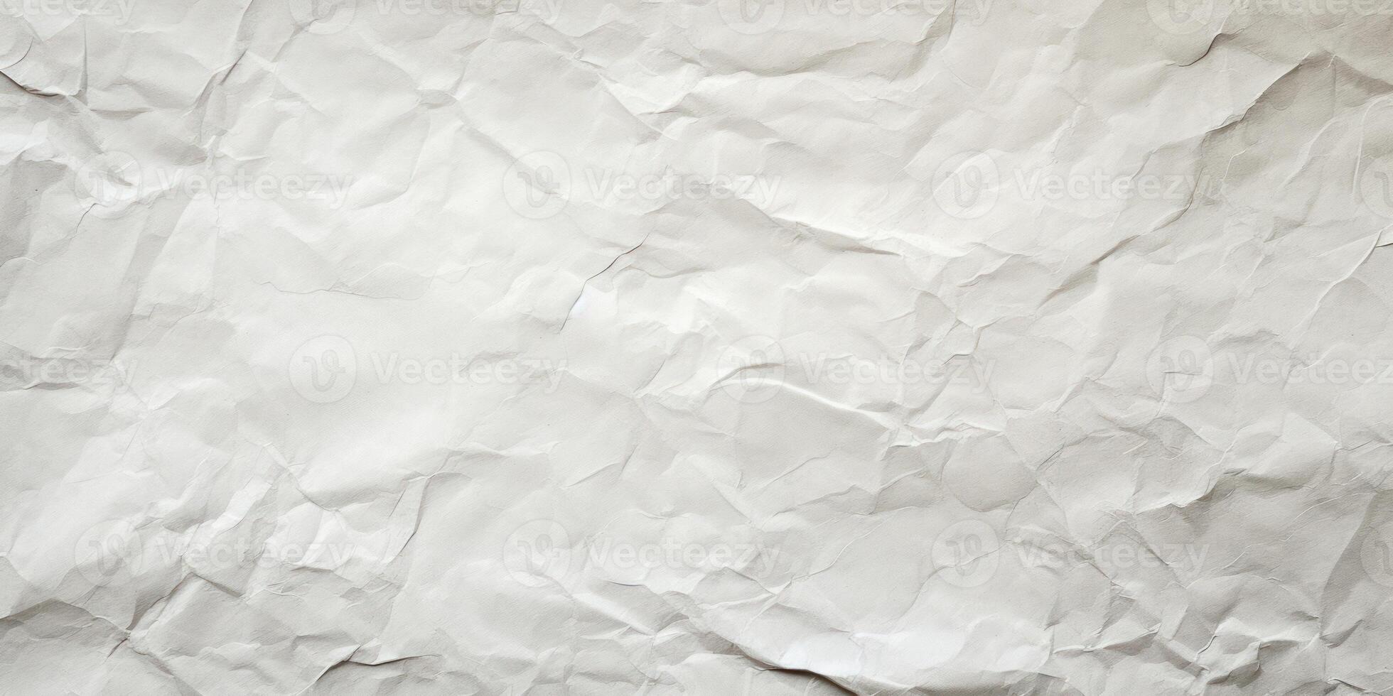 AI Generated Old Crumpled White Paper. Sheet With Rough Texture, Retro Background. Creased Blank Page photo