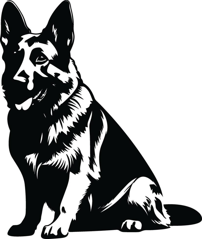 Silhouette german shepherd dog vector design