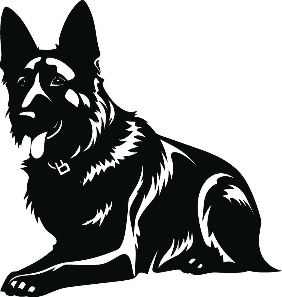 Silhouette german shepherd dog vector design