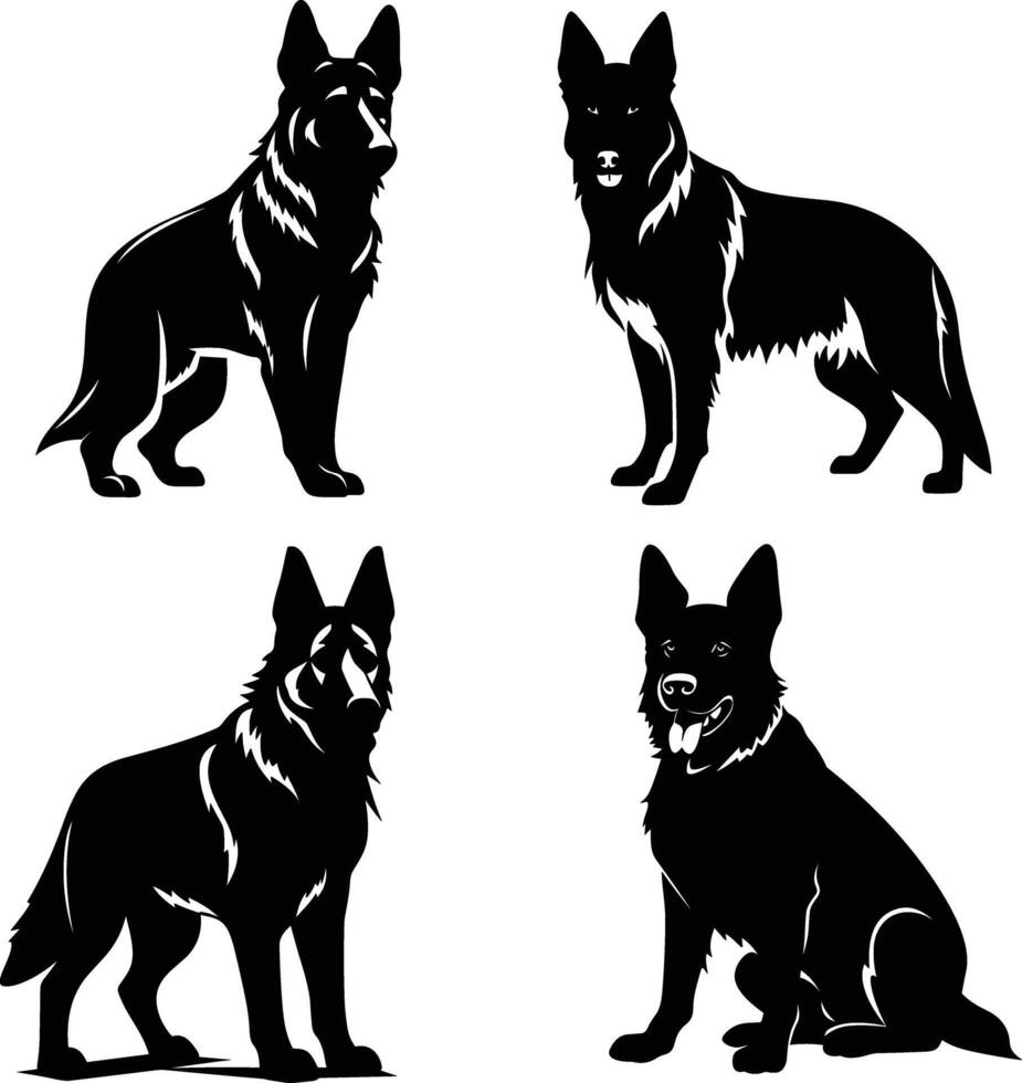 Silhouette german shepherd dog vector design