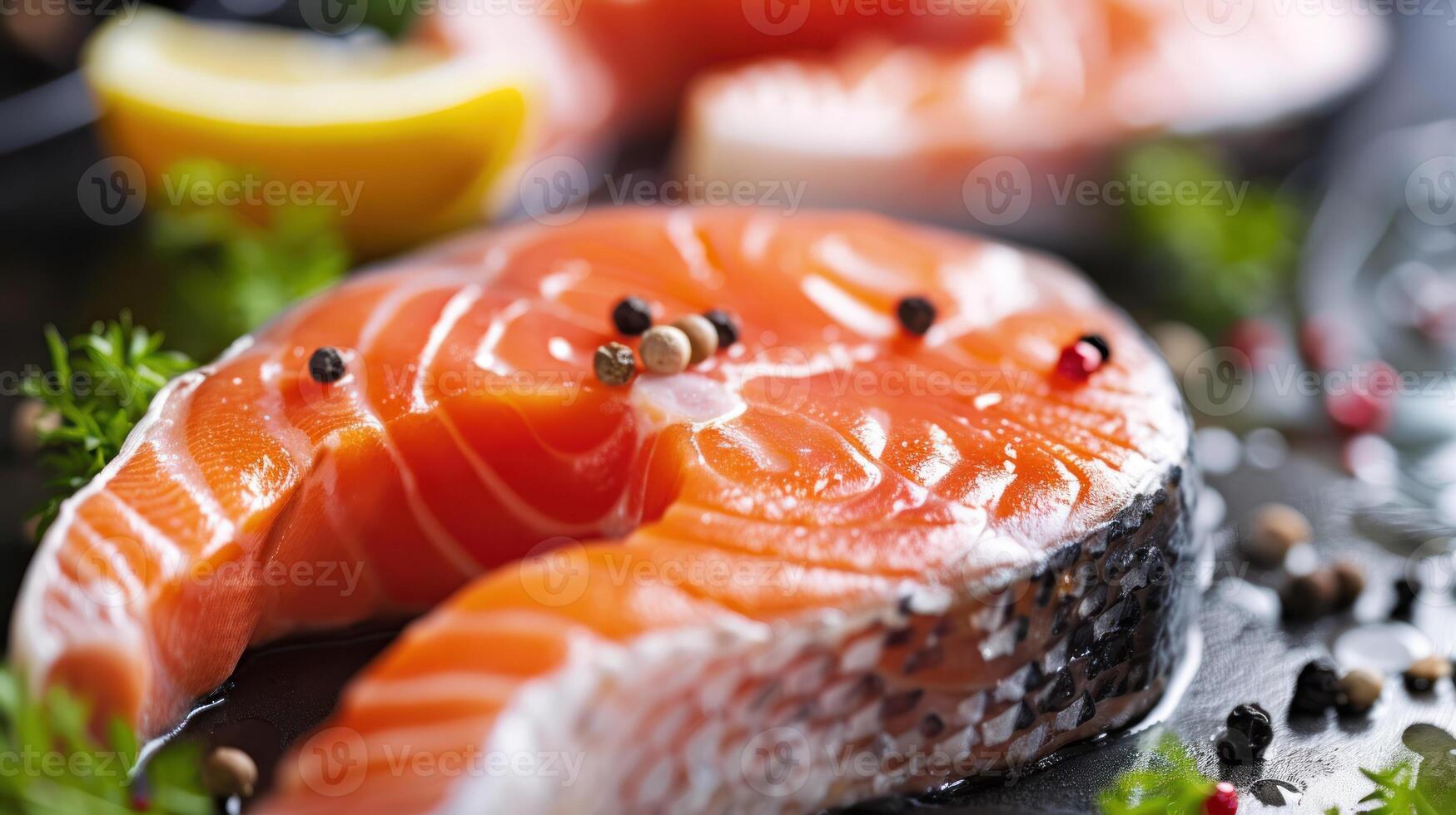 ai generado Fresco cortar rojo pez, preparado para Cocinando foto