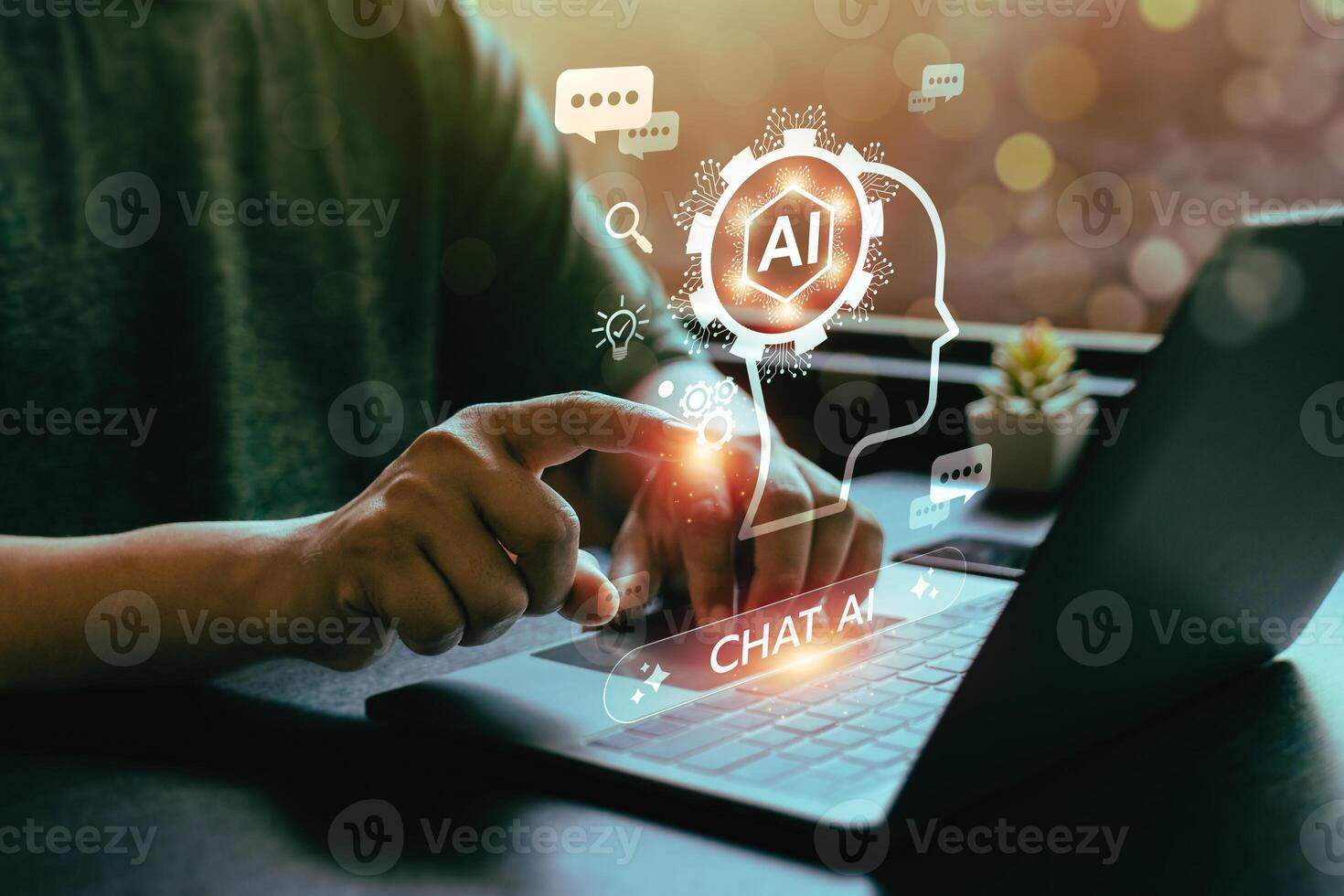 Chat Bot Chat, AI tech enhances businesses by processing data, improving decision-making, developing innovative products, automating processes, and boosting competitiveness. future technology photo