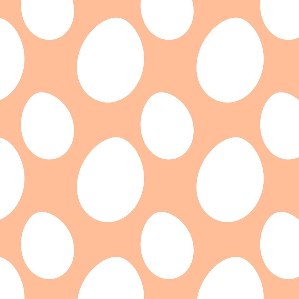 Cute vector pattern with white easter eggs peach fuzz color on white background