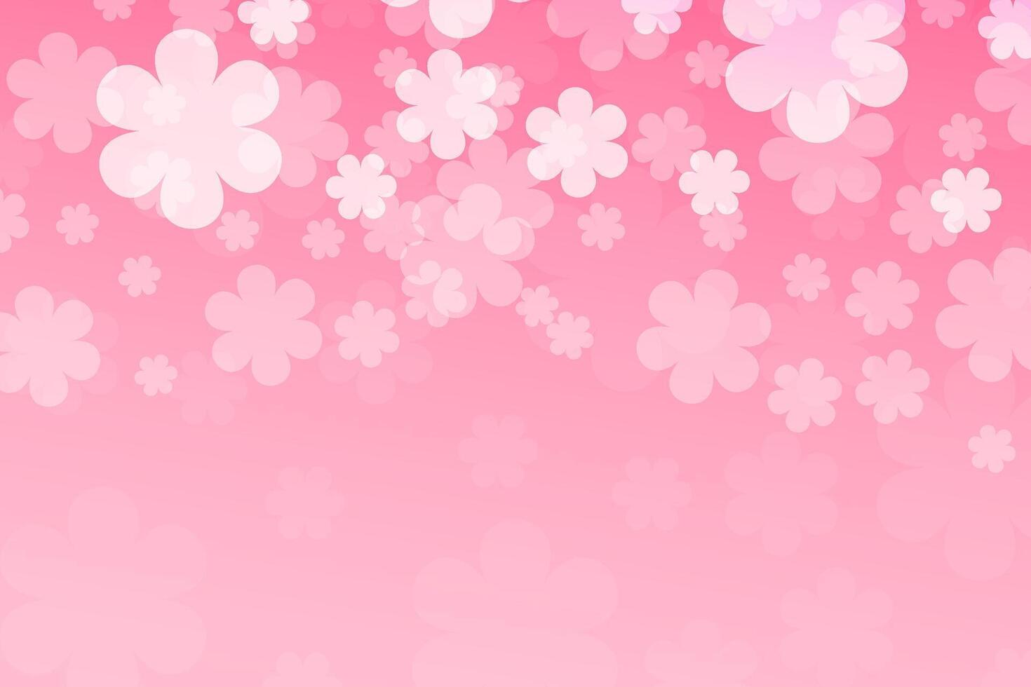 Pink background with white Sakura. Vector illustration. Spring background.