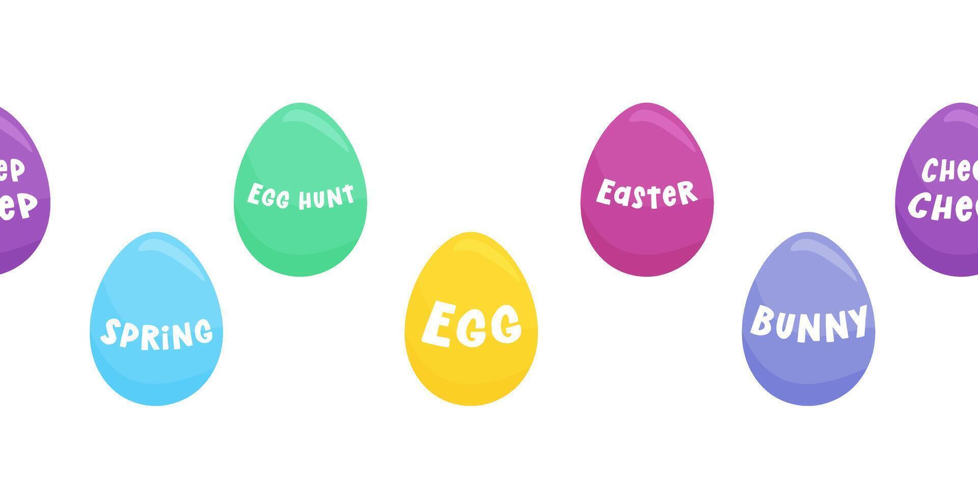 seamless border with Easter eggs on white . Vector illustration