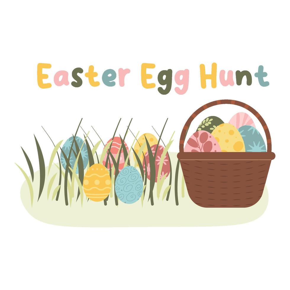 Banner Easter Egg hunt. Flat vector illustration