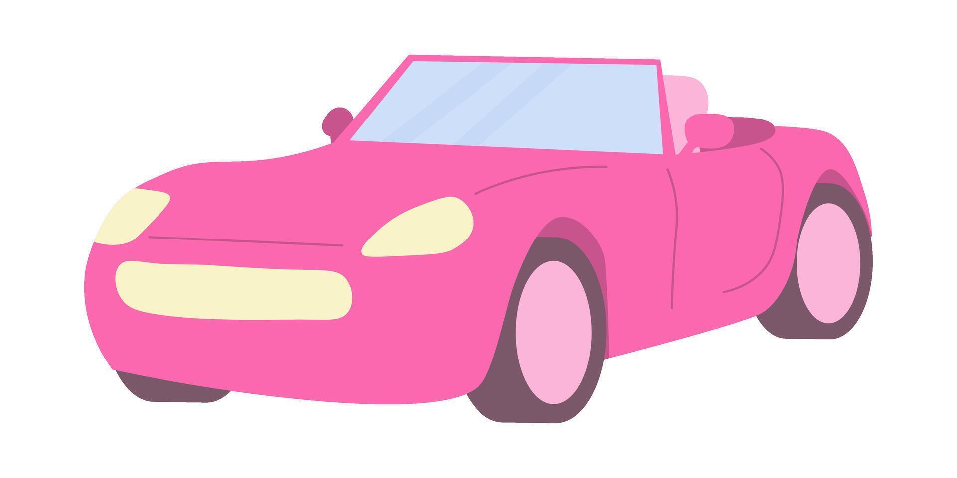 pink convertible car, classic car. vector illustration. convertible car