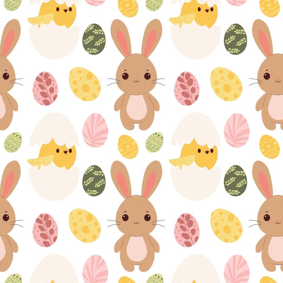 Seamless pattern Happy Easter. Flat vector illustration. spring backdrop
