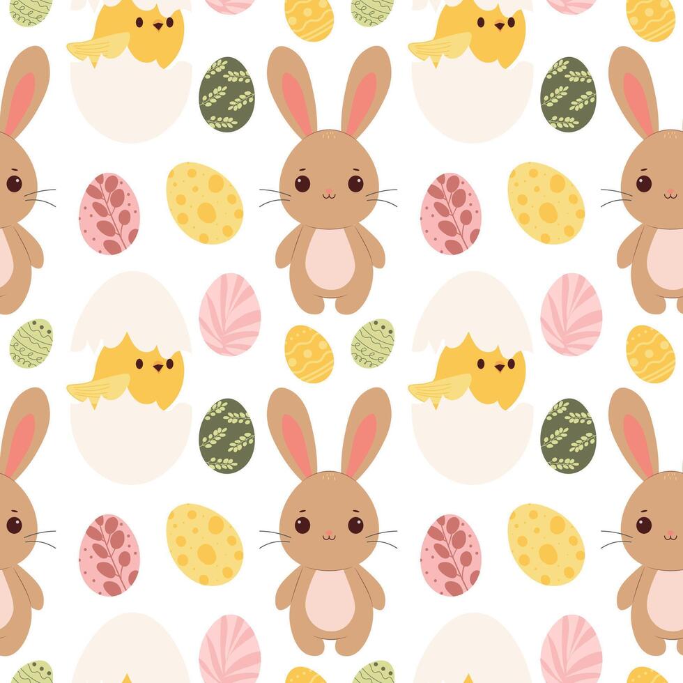 Seamless pattern Happy Easter. Flat vector illustration. spring backdrop