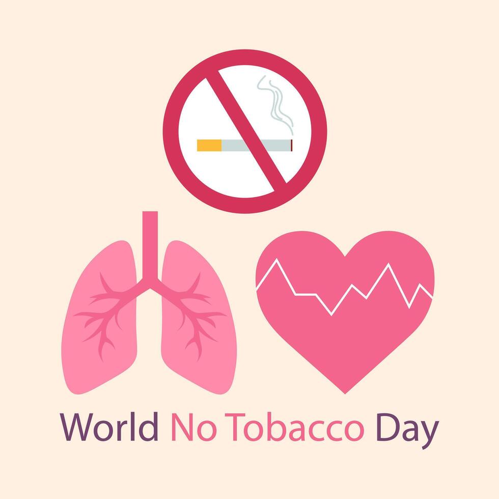 stop smoking. Banner World No Tobacco Day. Flat vector illustration.