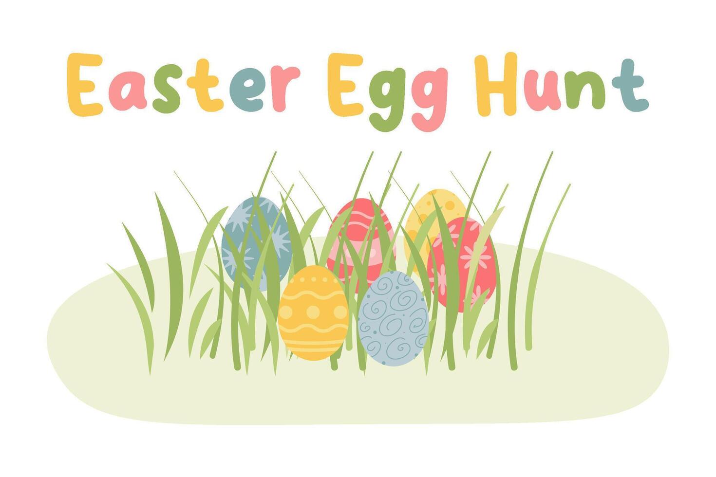 Banner Easter Egg hunt. Flat vector illustration.