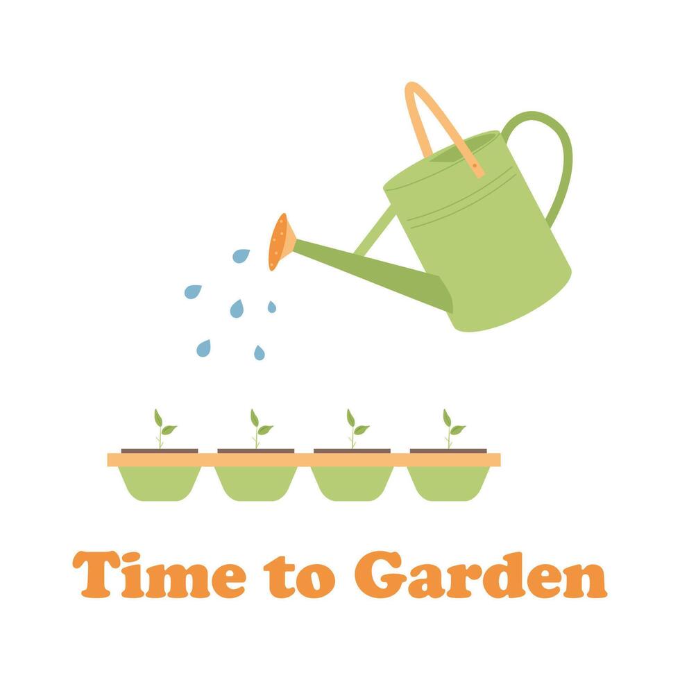 time to garden. The spring banner. growing vegetables. vector illustration