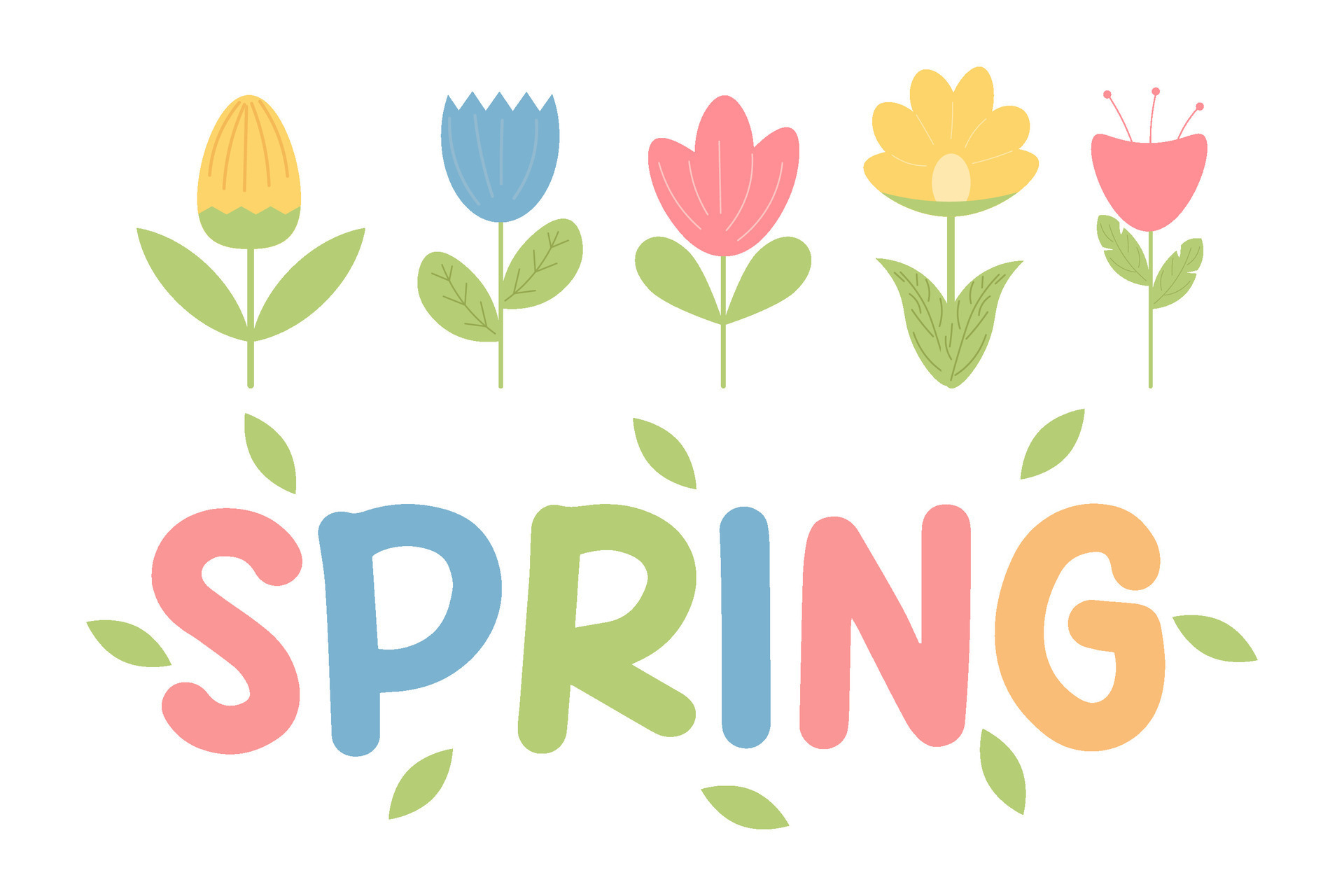 cute spring floral banner in pastel colors. blooming gardens. vector ...