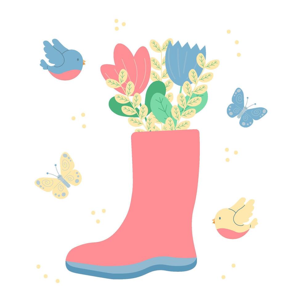 a spring banner in pastel colors. blooming flowers. vector illustration.