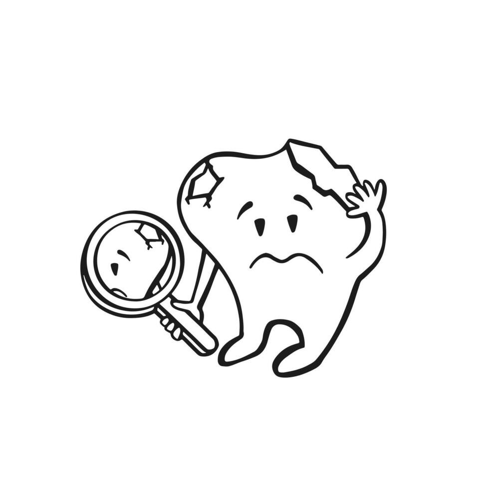 examination of a broken diseased tooth oral hygiene, vector