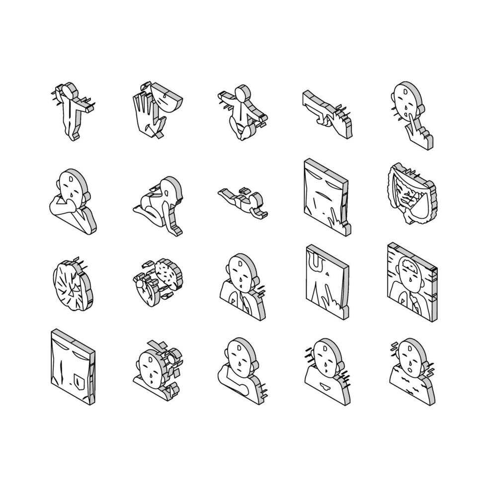 Reflex Of Human Neurology System isometric icons set vector