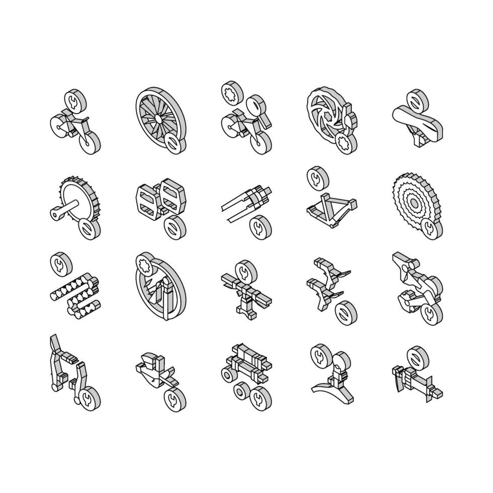 Bike Repair Service Collection isometric icons set vector