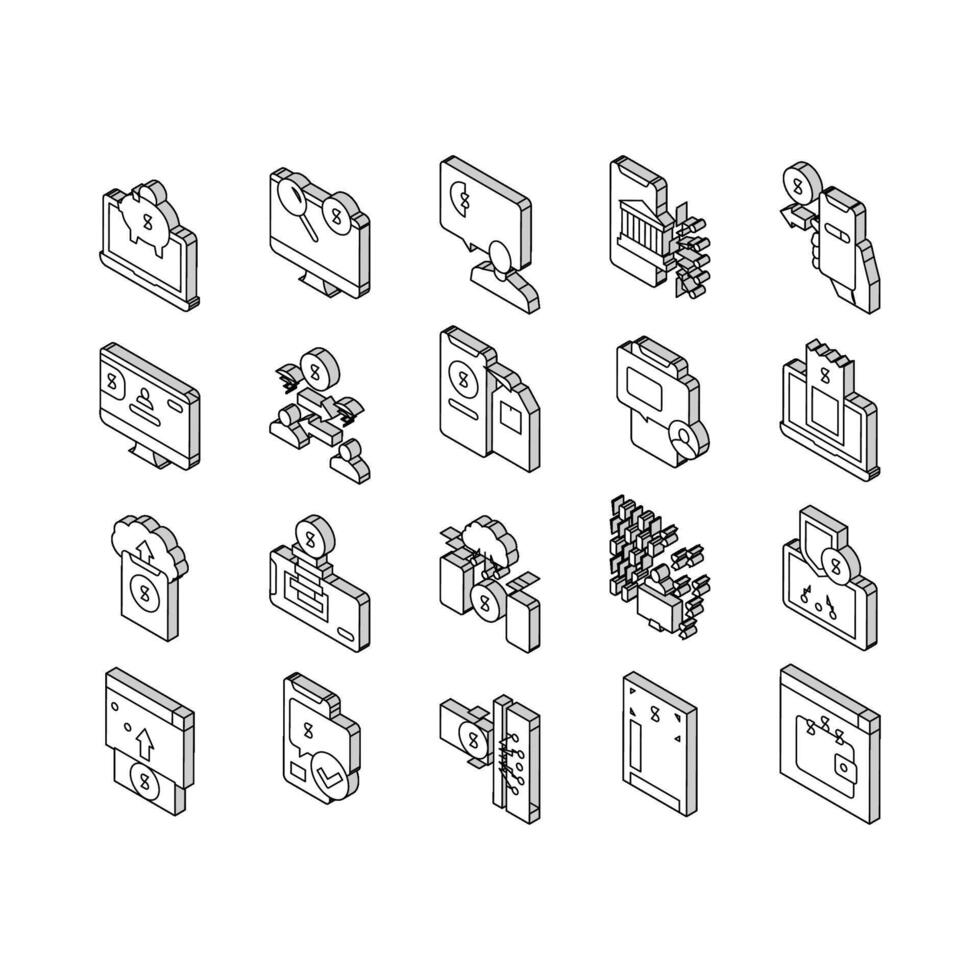 Online Banking Finance Collection isometric icons set vector