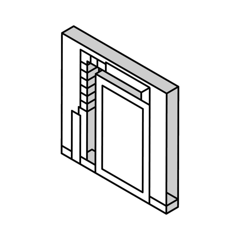 door installation isometric icon vector illustration
