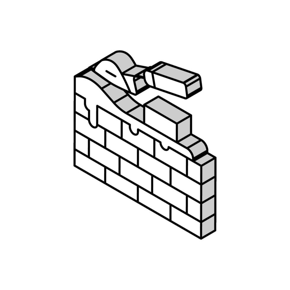 brickwork building isometric icon vector illustration