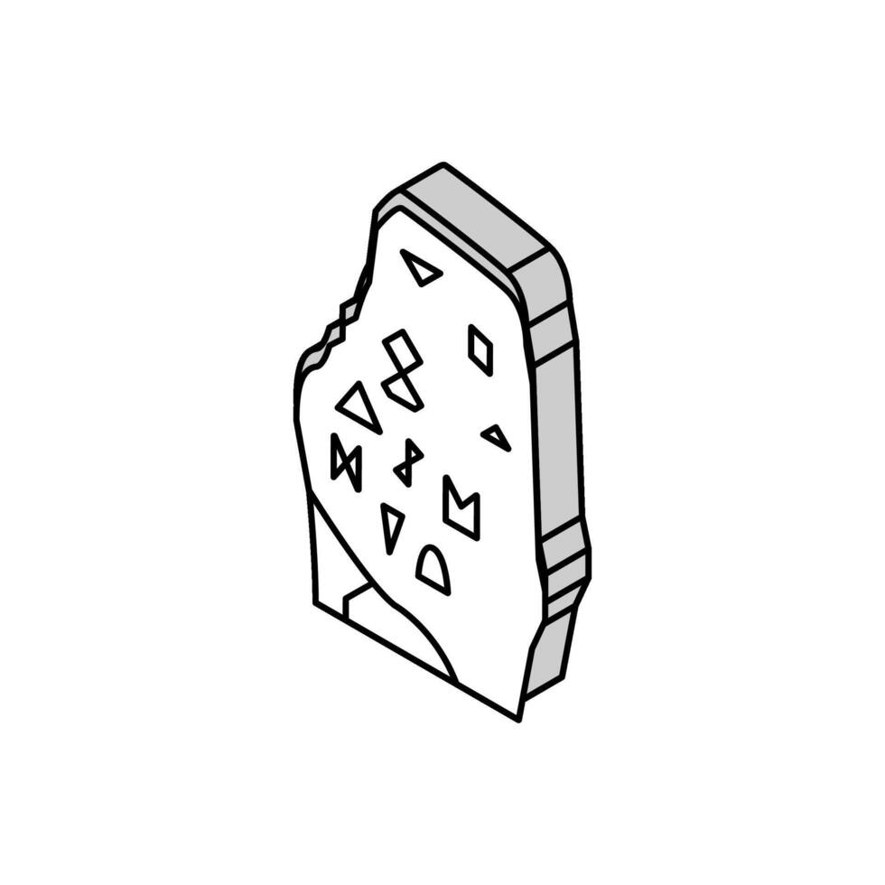 rune stone viking isometric icon vector illustration