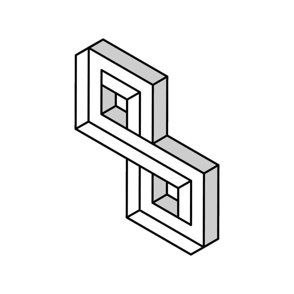 optical impossible geometric shape isometric icon vector illustration
