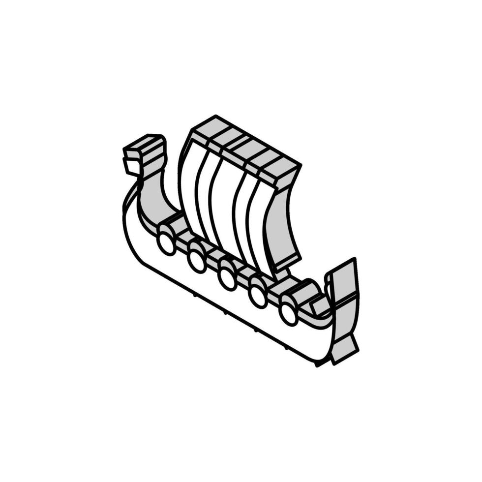 Embarcacion barco vikingo isométrica icono vector ilustración