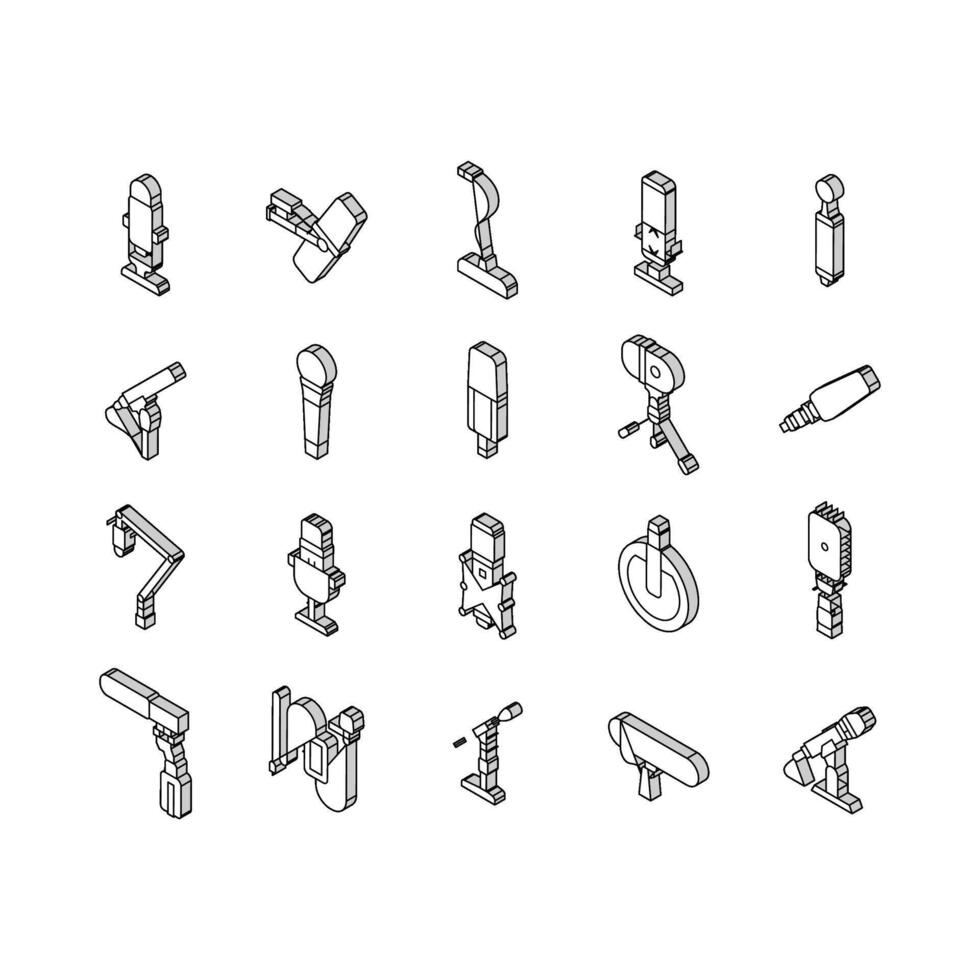 mic microphone voice podcast isometric icons set vector