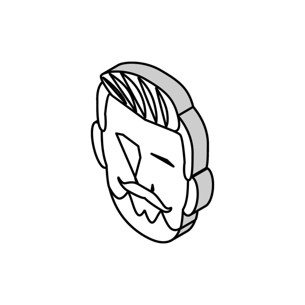 hipster beard hair style isometric icon vector illustration