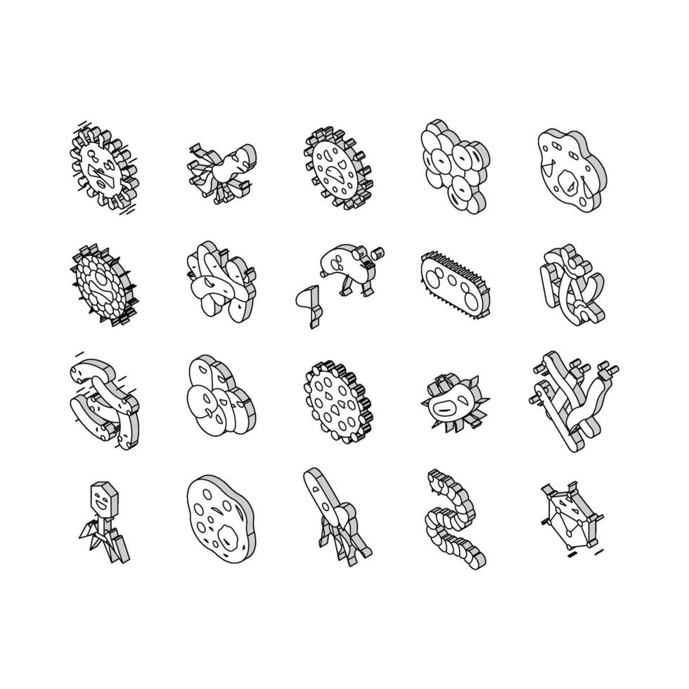 bacteria virus bacterium cell isometric icons set vector