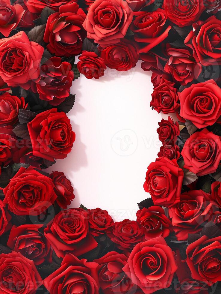 AI generated A frame of roses for Valentine's Day photo