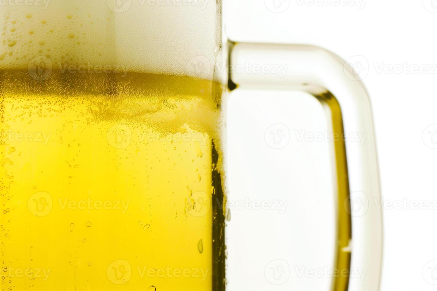 AI generated Close up of a solitary beer mug adorned with a bubble on its glass photo