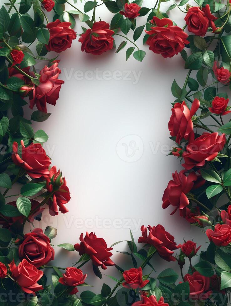AI generated A frame of roses for Valentine's Day photo