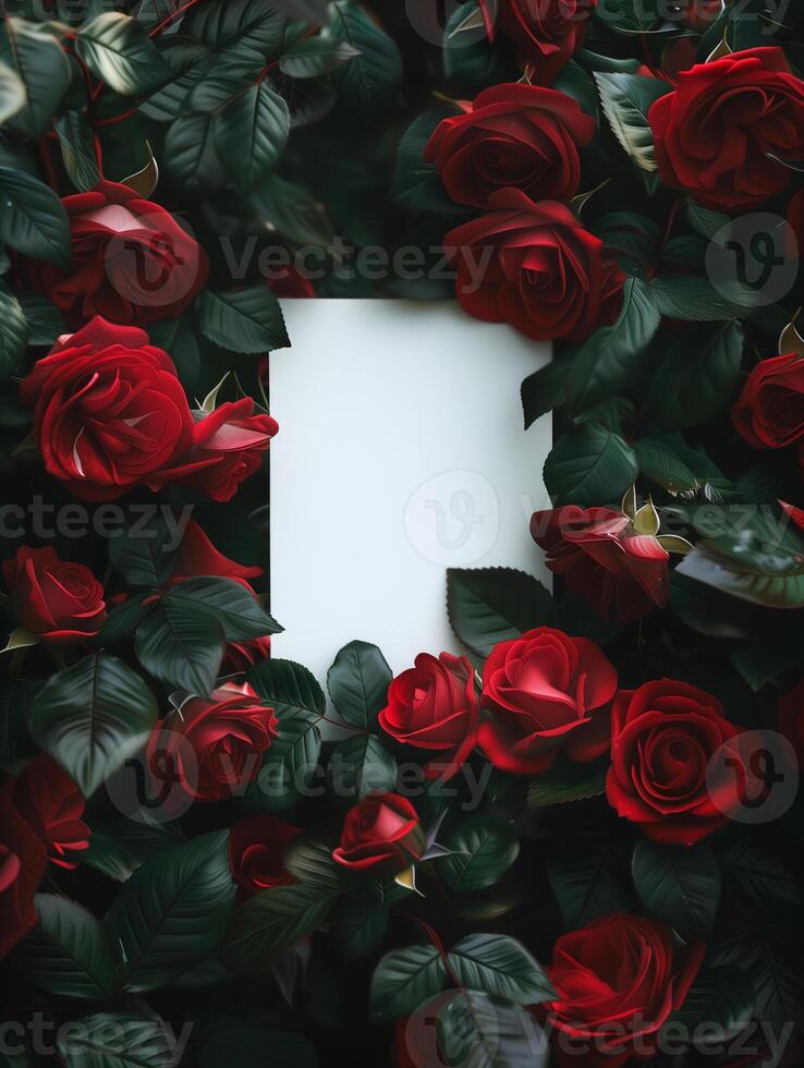 AI generated A frame of roses for Valentine's Day photo