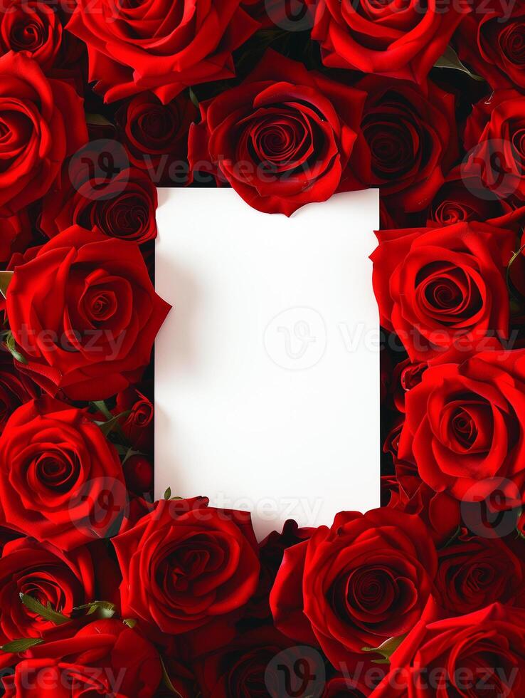 AI generated A frame of roses for Valentine's Day photo