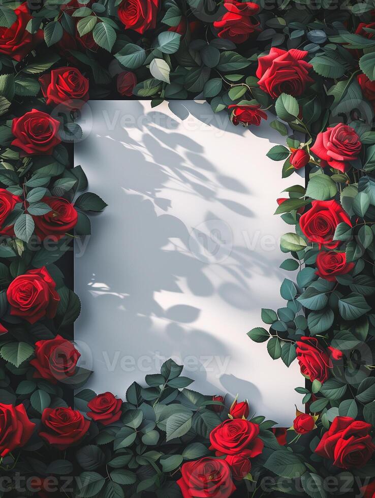 AI generated A frame of roses for Valentine's Day photo