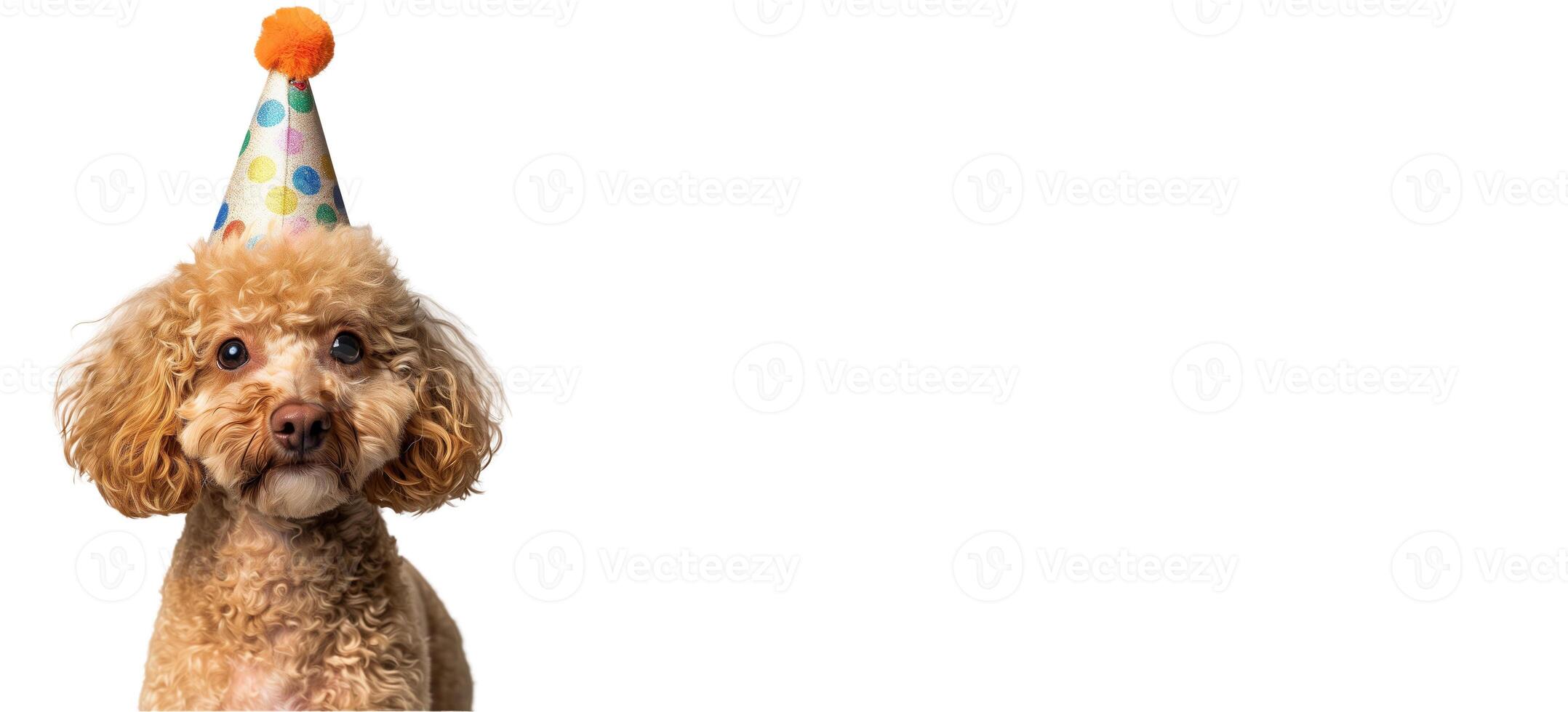AI generated Cute Birthday Poodle on a white isolated Background photo