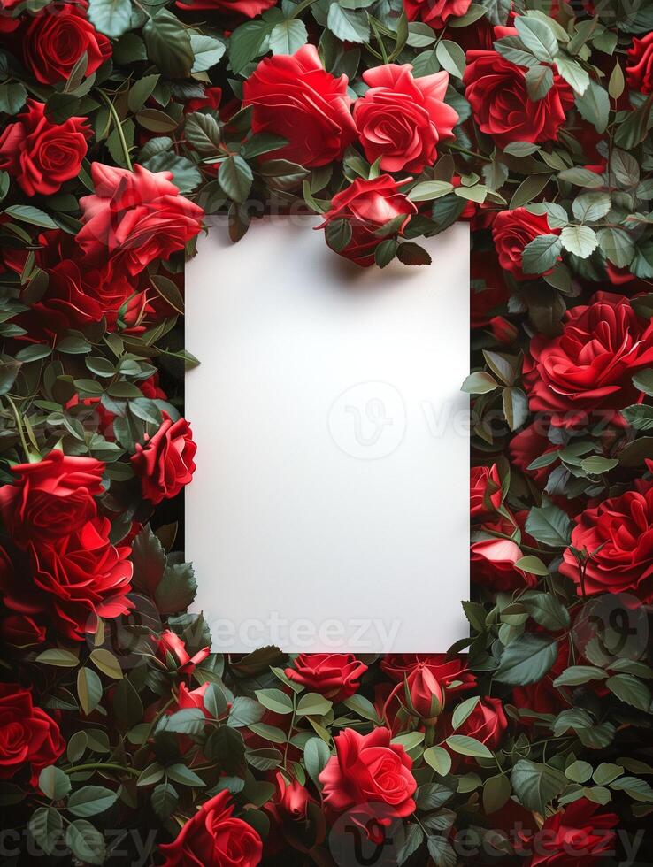 AI generated A frame of roses for Valentine's Day photo