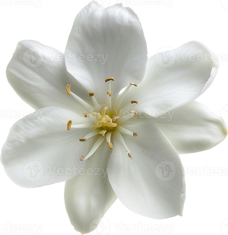 ai generado jazmín blanco flor aislado en un blanco antecedentes foto