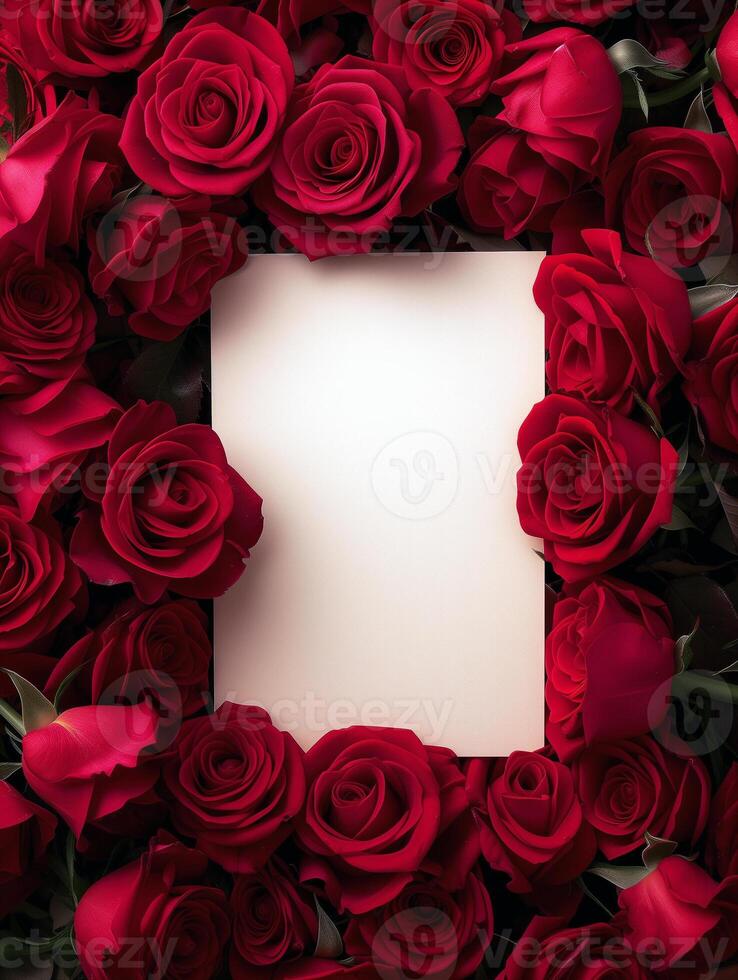 AI generated A frame of roses for Valentine's Day photo