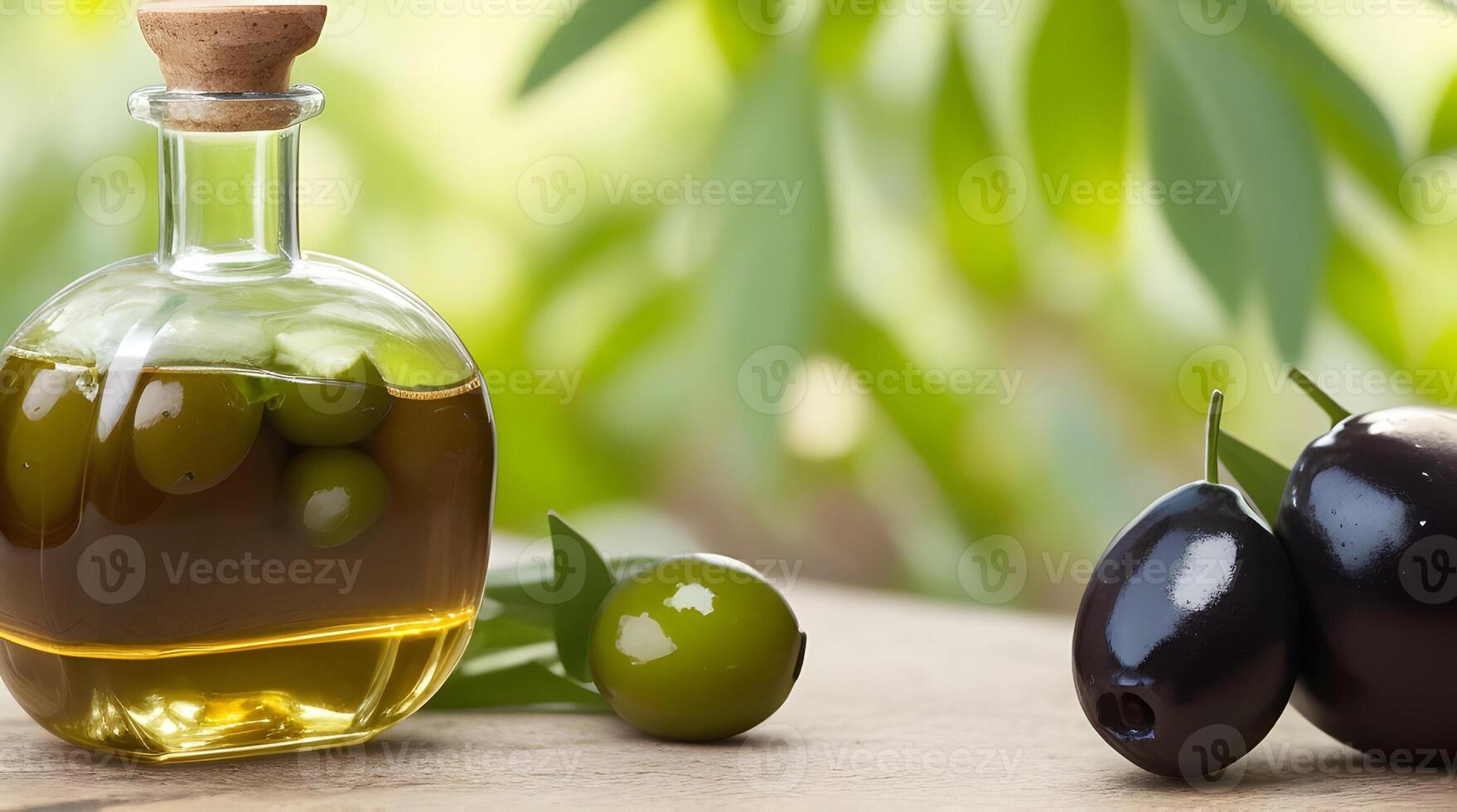 Golden Elixir Unveiled, A Culinary Work of Art with Glass Jug and Fragrant Olive Oil Bottle photo