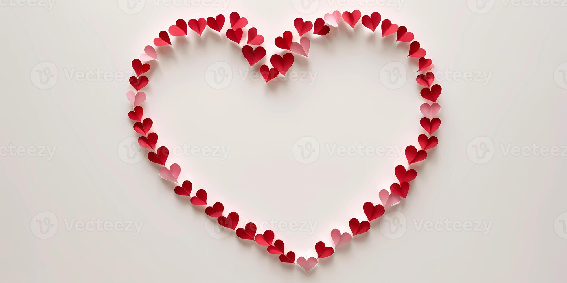 AI generated Heart-shaped continuous line with a realistic paper heart on white background for Valentine's Day, women and graphic design for Mother's Day invitation Generative AI photo