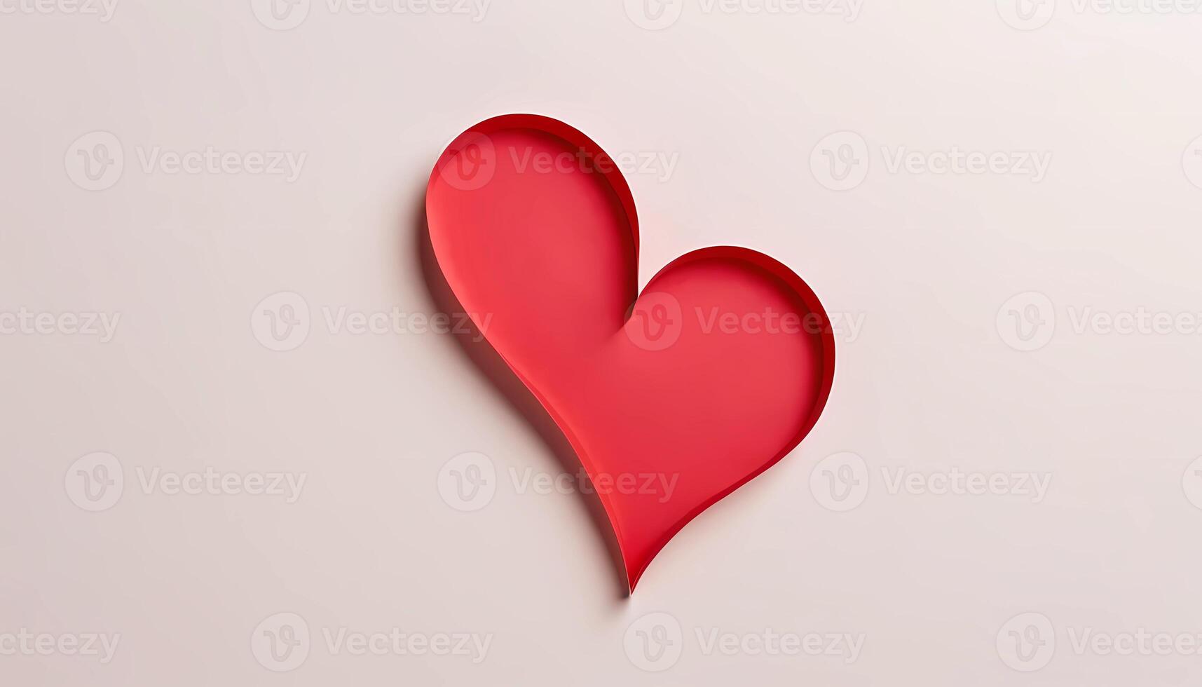 AI generated Heart-shaped continuous line with a realistic paper heart on white background for Valentine's Day, women and graphic design for Mother's Day invitation Generative AI photo