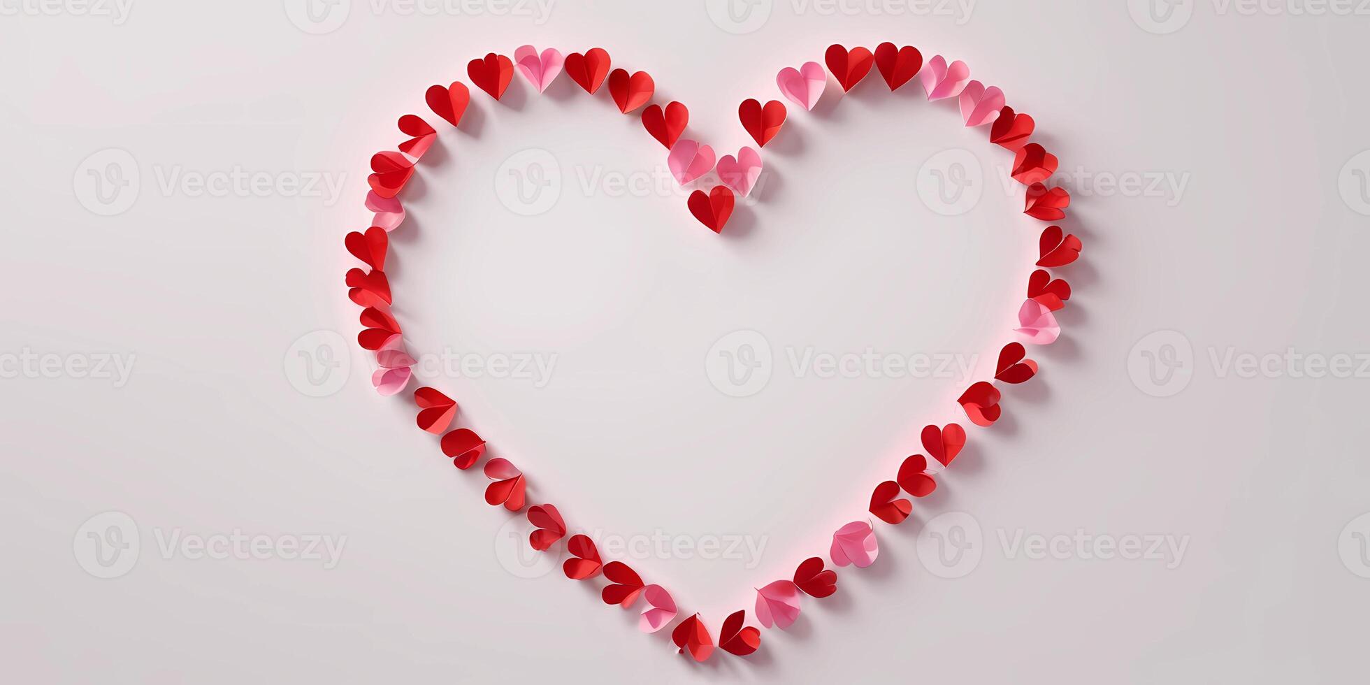 AI generated Heart-shaped continuous line with a realistic paper heart on white background for Valentine's Day, women and graphic design for Mother's Day invitation Generative AI photo